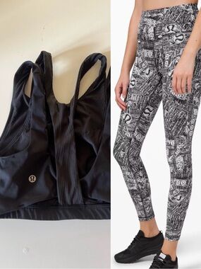 Lululemon Black Sports Bra size 4 and Leggings